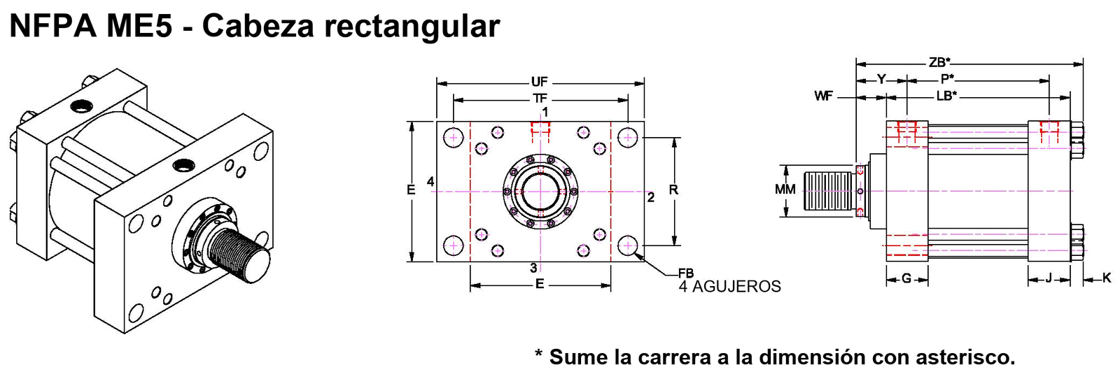 NFPA ME5, cabeza rectangular